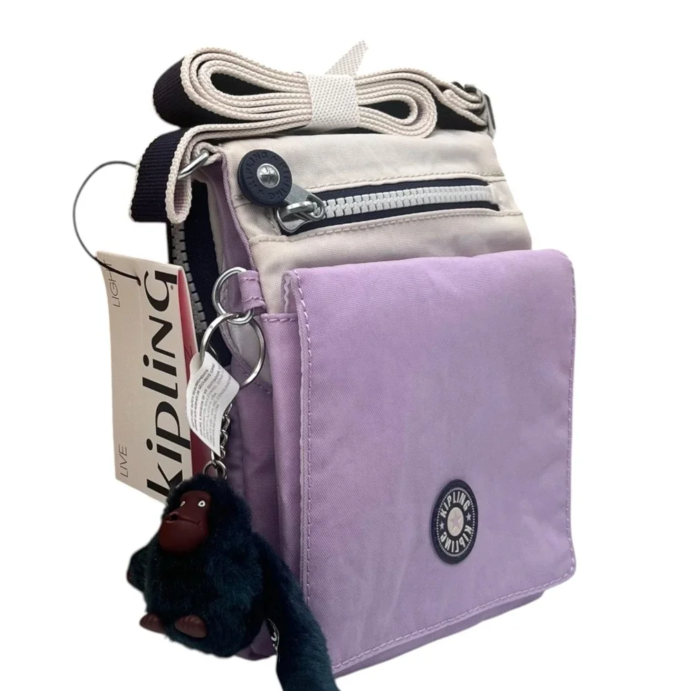 Kipling Eldorado Women's Small Nylon Crossbody Bag Lilac Tan Water Resistant